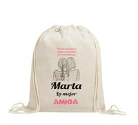 xulisimo Mochila saco personalizable de cuerdas en algodón orgánico 100%, ligera y resistente hasta 9 kg,ideal para uso diario, a todo color, regalo amigos (La mejor amiga)
