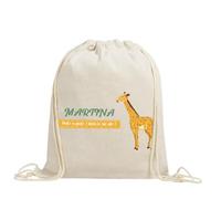 xulisimo Mochila saco personalizable de cuerdas en algodón orgánico 100%, ligera y resistente hasta 9 kg, ideal para adultos y niños uso diario, a todo color, regalo amigos, vuelta al cole (Girafa)