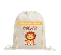 xulisimo Mochila saco personalizable de cuerdas en algodón orgánico 100%, ligera y resistente hasta 9 kg, ideal para adultos y niños uso diario, a todo color, regalo amigos, vuelta al cole (León)