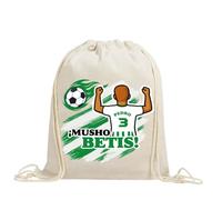 xulisimo Mochila saco personalizada para equipos de fútbol en algodón orgánico, con nombre, dorsal, género y pelo, ligera y resistente hasta 9 kg, ideal para niños y adultos (Betis, Chico)