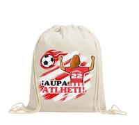 xulisimo Mochila saco personalizada para equipos de fútbol en algodón orgánico, con nombre, dorsal, género y pelo, ligera y resistente hasta 9 kg, ideal para niños y adultos (Atleti, Chica)
