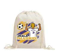 xulisimo Mochila saco personalizada para equipos de fútbol en algodón orgánico, con nombre, dorsal, género y pelo, ligera y resistente hasta 9 kg, ideal para niños y adultos (Madrid, Chico)