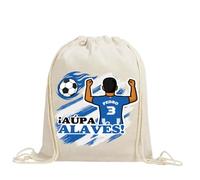 xulisimo Mochila saco personalizada para equipos de fútbol en algodón orgánico, con nombre, dorsal, género y pelo, ligera y resistente hasta 9 kg, ideal para niños y adultos (Alaves, Chico)
