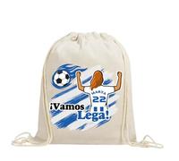 xulisimo Mochila saco personalizada para equipos de fútbol en algodón orgánico, con nombre, dorsal, género y pelo, ligera y resistente hasta 9 kg, ideal para niños y adultos (Leganes, Chica)