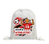 xulisimo Mochila saco personalizada para equipos de fútbol en algodón orgánico, con nombre, dorsal, género y pelo, ligera y resistente hasta 9 kg, ideal para niños y adultos (Atlétic, Chico)