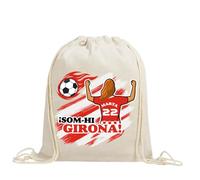 xulisimo Mochila saco personalizada para equipos de fútbol en algodón orgánico, con nombre, dorsal, género y pelo, ligera y resistente hasta 9 kg, ideal para niños y adultos (Girona, Chica)