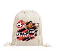 xulisimo Mochila saco personalizada para equipos de fútbol en algodón orgánico, con nombre, dorsal, género y pelo, ligera y resistente hasta 9 kg, ideal para niños y adultos (Mallorca, Chica)