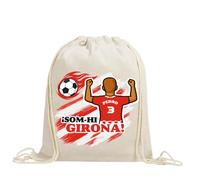 xulisimo Mochila saco personalizada para equipos de fútbol en algodón orgánico, con nombre, dorsal, género y pelo, ligera y resistente hasta 9 kg, ideal para niños y adultos (Girona, Chico)