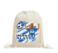 xulisimo Mochila saco personalizada para equipos de fútbol en algodón orgánico, con nombre, dorsal, género y pelo, ligera y resistente hasta 9 kg, ideal para niños y adultos (Alaves, Chica)
