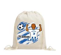 xulisimo Mochila saco personalizada para equipos de fútbol en algodón orgánico, con nombre, dorsal, género y pelo, ligera y resistente hasta 9 kg, ideal para niños y adultos (Leganes, Chico)
