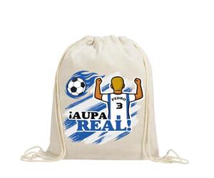 xulisimo Mochila saco personalizada para equipos de fútbol en algodón orgánico, con nombre, dorsal, género y pelo, ligera y resistente hasta 9 kg, ideal para niños y adultos (Sociedad, Chico)