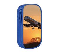XULLZH Airplane in The Evening Light Print - Caja de lápices con cremallera de gran capacidad, bolsa para bolígrafos de maquillaje y suministros de oficina, Azul, One Size, Moderno