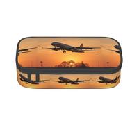 XULLZH Airplane in The Evening Light Print - Estuche organizador de artículos de aseo de viaje con compartimentos de gran capacidad, Negro, One Size, Moderno