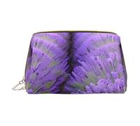 XULLZH Bolsa de aseo con cremallera de piel con estampado romántico de lavanda portátil para mujer, organizador de artículos de aseo personal, bolsa pequeña de maquillaje, color blanco, talla única