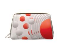 XULLZH Bolsa de aseo portátil con cremallera de piel con estampado de lunares rojos, grises y blancos para mujer, organizador de artículos de tocador pequeños, color blanco, talla única, Blanco, One