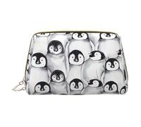 XULLZH Bolsa organizadora de artículos de tocador de viaje con cremallera de piel con estampado de pingüinos lindos para mujeres, bolsa pequeña para maquillaje, color blanco, talla única, Blanco, One