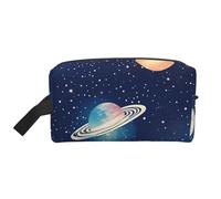 XULLZH Bolsa organizadora de cosméticos portátil con cremallera para artículos de aseo personal, tamaño único, diseño de cielo estrellado y universo, gran capacidad, color blanco, Blanco, One Size