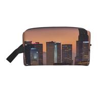 XULLZH Bolsa organizadora de cosméticos portátil de gran capacidad con estampado de horizonte de Los Ángeles, bolsa de almacenamiento con cremallera, color blanco, talla única, Blanco, One Size