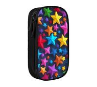 XULLZH Color Stars - Estuche para lápices con cremallera de gran capacidad, doble cubierta, bolsa para bolígrafos de maquillaje, suministros de oficina, Negro, One Size, Moderno