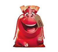 XULLZH Divertidos sacos con estampado de cerdo rojo con cordón, bolsas para envolver regalos de muñeco de nieve, bolsas de árbol de Navidad
