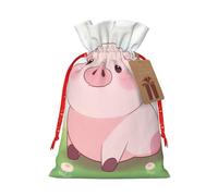 XULLZH Divertidos y lindos sacos con estampado de cerdo con cordón, bolsas de regalo, bolsas de muñeco de nieve, bolsas de árbol de Navidad