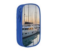 XULLZH Estuche para lápices con cremallera de gran capacidad con estampado de club de yate de golf, bolsa de maquillaje y suministros de oficina, Azul, One Size, Moderno