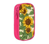 XULLZH Estuche para lápices con cremallera de gran capacidad con estampado de girasol, bolsa de doble cubierta, bolsa para bolígrafos de maquillaje, suministros de oficina, Rosado, One Size, Moderno