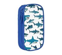 XULLZH Estuche para lápices con cremallera de gran capacidad con estampado de tiburón con varios gestos, bolsa para bolígrafos de maquillaje y suministros de oficina, Azul, One Size, Moderno