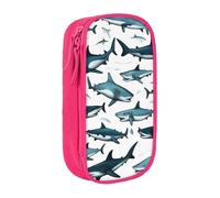 XULLZH Estuche para lápices con cremallera de gran capacidad con estampado de tiburón con varios gestos, bolsa para bolígrafos de maquillaje y suministros de oficina, Rosado, One Size, Moderno