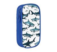 XULLZH Estuche para lápices con cremallera de gran capacidad con estampado de tiburón con varios gestos, bolsa para bolígrafos de maquillaje y suministros de oficina, Azul, One Size, Moderno