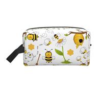 XULLZH Flying Bees Daisy Honey Print - Bolsa organizadora de cosméticos portátil de gran capacidad con cremallera, color blanco, talla única, Blanco, One Size
