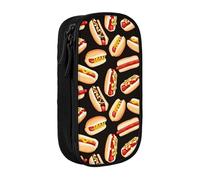 XULLZH Fun Food Hot Dogs - Caja de lápices con cremallera de gran capacidad, bolsa de doble cubierta, bolsa para bolígrafos de maquillaje, suministros de oficina, Negro, One Size, Moderno