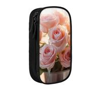 XULLZH Rose Gift1 - Estuche para lápices con cremallera de gran capacidad, doble cubierta, bolsa para bolígrafos de maquillaje, suministros de oficina, Negro, One Size, Moderno