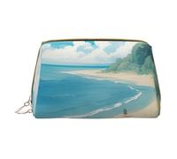 XULLZH Seashells on the beach - Bolsa de aseo portátil con cremallera de piel para mujer, organizador de artículos de aseo personal, pequeña bolsa de maquillaje, color blanco, talla única, Blanco, One