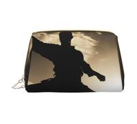 XULLZH Silhouettes of Martial Arts - Bolsa de aseo portátil con cremallera de piel con cremallera para mujer, organizador de artículos de aseo personal, bolsa pequeña de maquillaje, color blanco