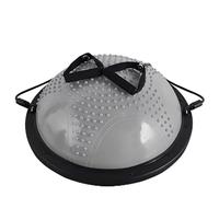 XULOEGYUNE Pelota de yoga, bola de velocidad de onda de equilibrio semicircular, con base negra antideslizante, con bomba de aire, un juego de cordones y dos para yoga (gris)