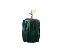 Xumh2024-3 dispensador de Palillos de Dientes Caja de Palillos de Dientes, Cubo de hisopo de algodón de cerámica, Caja de Almacenamiento, Hilo Dental Creativo, palillo de bambú, Lata Artesanal(Green)