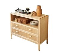 Xumh2024-3 Gabinete de Almacenamiento Tipo Buffet Aparador de Comedor Multifuncional for el hogar con cajones, Sala Estar contra la Pared, gabinete Almacenamiento pequeño ratán Madera Maciza