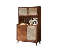 Xumh2024-3 Gabinete de Almacenamiento Tipo Buffet Aparador de ratán Madera Maciza, Comedor pequeño, Gran Capacidad, Doble Capa con cajones, gabinete Almacenamiento Vintage