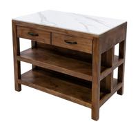 Xumh2024-3 Mesa de Isla Isla de Cocina Madera con cajones Superiores Piedra y estantes Abiertos Almacenamiento Independiente(Pequeño)