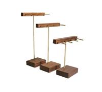 Xumh2024-3 Organizador de Joyas Juego de Soporte exhibición for Collares con Poste Madera y latón 3 Piezas