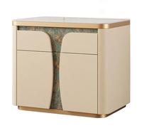 Xumh2024-3 Organizador Mesita de Noche, un cajón, una Puerta gabinete, Tapa Piedra for Uso Almacenamiento en Dormitorio Muebles(Pequeño)