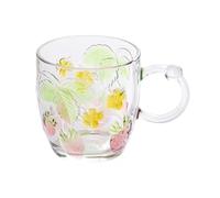 Xumh2024-3 vasos de vidrio Taza de vidrio con relieve fresa pintada a mano, 12 oz Cristalería de cocina