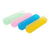 XUMIN 6 piezas caja de cepillo de dientes portátil rectangular de color aleatorio transpirable anti bacterias, caja de almacenamiento para pasta de dientes para viajes de negocios a casa