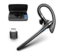XUMIUZIY Auriculares Bluetooth de un Solo Oído, Auricular Inalámbrico Bluetooth V6.1 con Micrófono con Cancelación de Ruido, Función de Silencio, Dongle USB, Estuche de Carga de 5