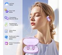 XUMIUZIY Auriculares de Traducción de IA en Tiempo Real, 3 en 1 Auriculares de Traductor Inalámbrico con 164 Lenguaje, Reducción de Ruido, 7 Modos, Duración de la Batería de 36 Horas, (Purple)