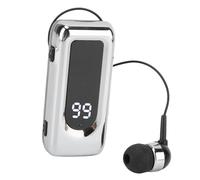 XUMIUZIY Auriculares Lavalier, Auriculares Retráctiles Inalámbricos 5.4 con Micrófono con Cancelación de Ruido ENC Pantalla de Alimentación LED, para Conducción de Negocios Llamadas (Silver)