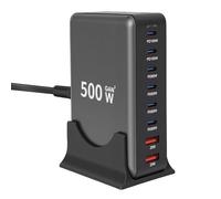 XUMIUZIY Bloque de Cargador USB C de 500 W, Estación de Carga Rápida GAN III Pro de 8 Puertos para Múltiples Dispositivos, Adaptador de Carga Rápida PD PPS para iOS/Android Laptop (500W)