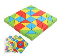 XUMIUZIY Bloques de Construcción Educativos de Madera, Juguete Rompecabezas para Niños Pequeños para Aprender y Divertirse a Partir de 3 Años, 50 Bloques con Tarjetas de Preguntas, Madera (Bloques