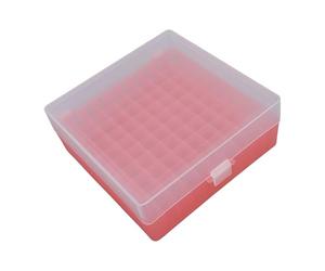XUMIUZIY Caja de Almacenamiento de Tubos de Centrífuga de 100 Orificios, Tapa Roja de Plástico PP para Soporte de Estante de Tubos de Congelador de 1,5-2,0 Ml